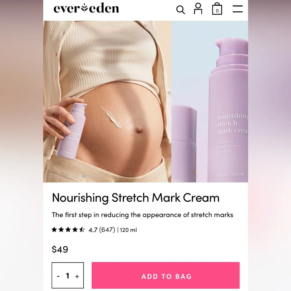 Evereden Nourishing Stretch Mark Cream - 4 oz - NEW!! skincare beauty ever eden